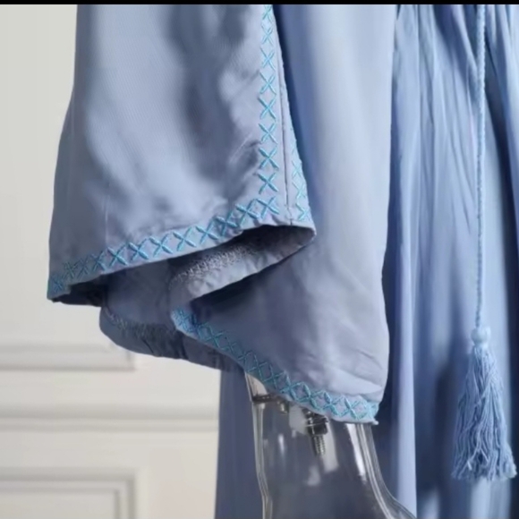 Floral Embroidered Blue Maxi Dress- Reversible - Picture 15 of 16